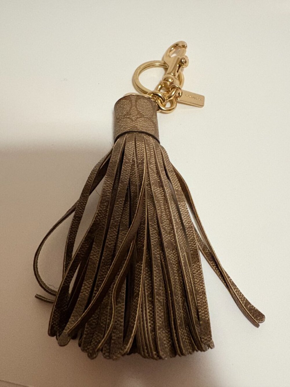 Coach F74076 Signature Canvas Tassel Bag Charm Keychain Gold Hardware - Picture 4 of 4